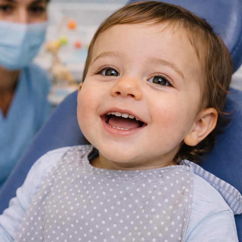 bebé en el dentista