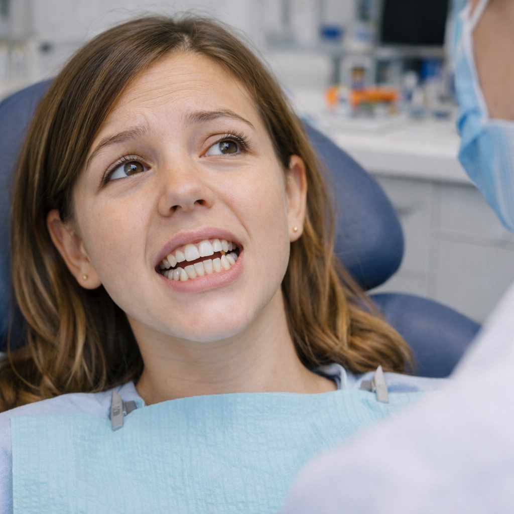 Paciente con los dientes desalineados